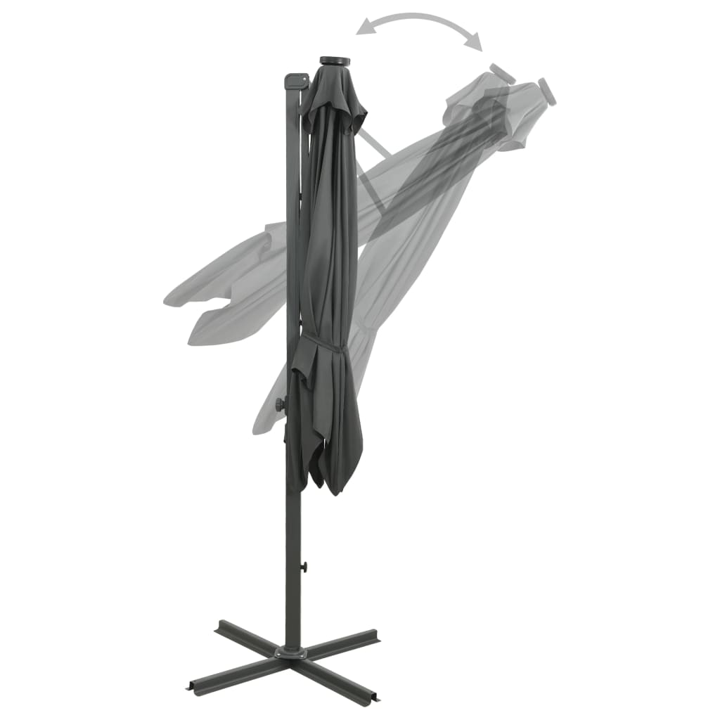 Zweefparasol Met Paal En Led-Verlichting Kleur 250 cm Antraciet