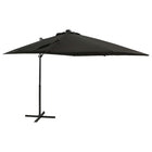 Zweefparasol Met Paal En Led-Verlichting 250 cm Zwart