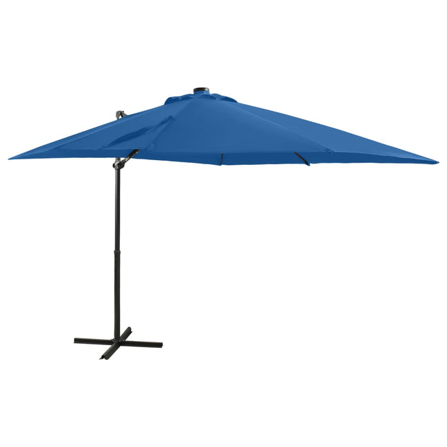 Zweefparasol Met Paal En Led-Verlichting Azuurblauw 250 cm azure blue