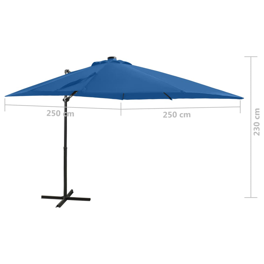 Zweefparasol Met Paal En Led-Verlichting Azuurblauw 250 cm azure blue