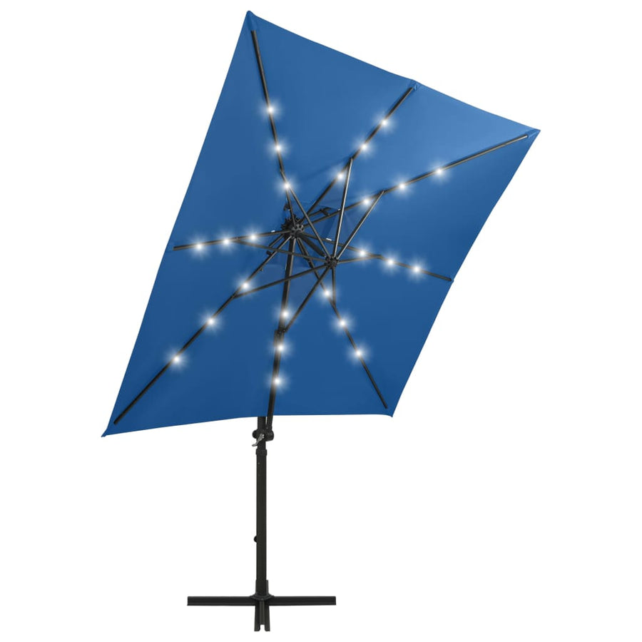 Zweefparasol Met Paal En Led-Verlichting Azuurblauw 250 cm azure blue