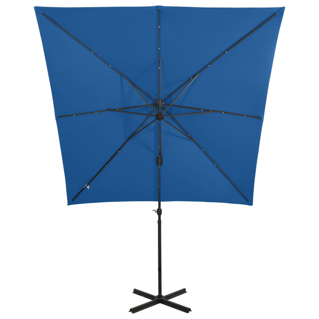 Zweefparasol Met Paal En Led-Verlichting Azuurblauw 250 cm azure blue