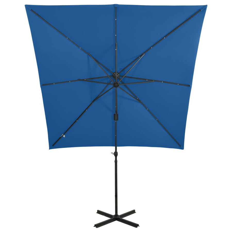 Zweefparasol Met Paal En Led-Verlichting Azuurblauw 250 cm azure blue