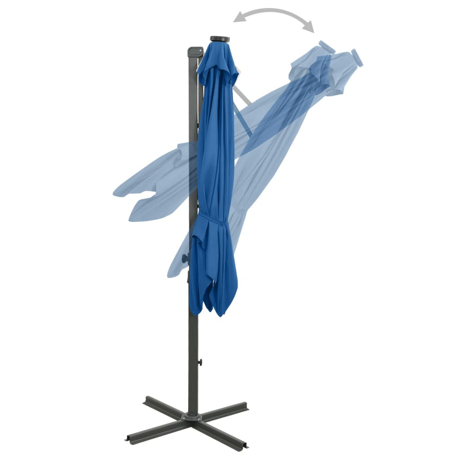 Zweefparasol Met Paal En Led-Verlichting Azuurblauw 250 cm azure blue