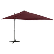 Zweefparasol 250 cm bordeauxrood met LED