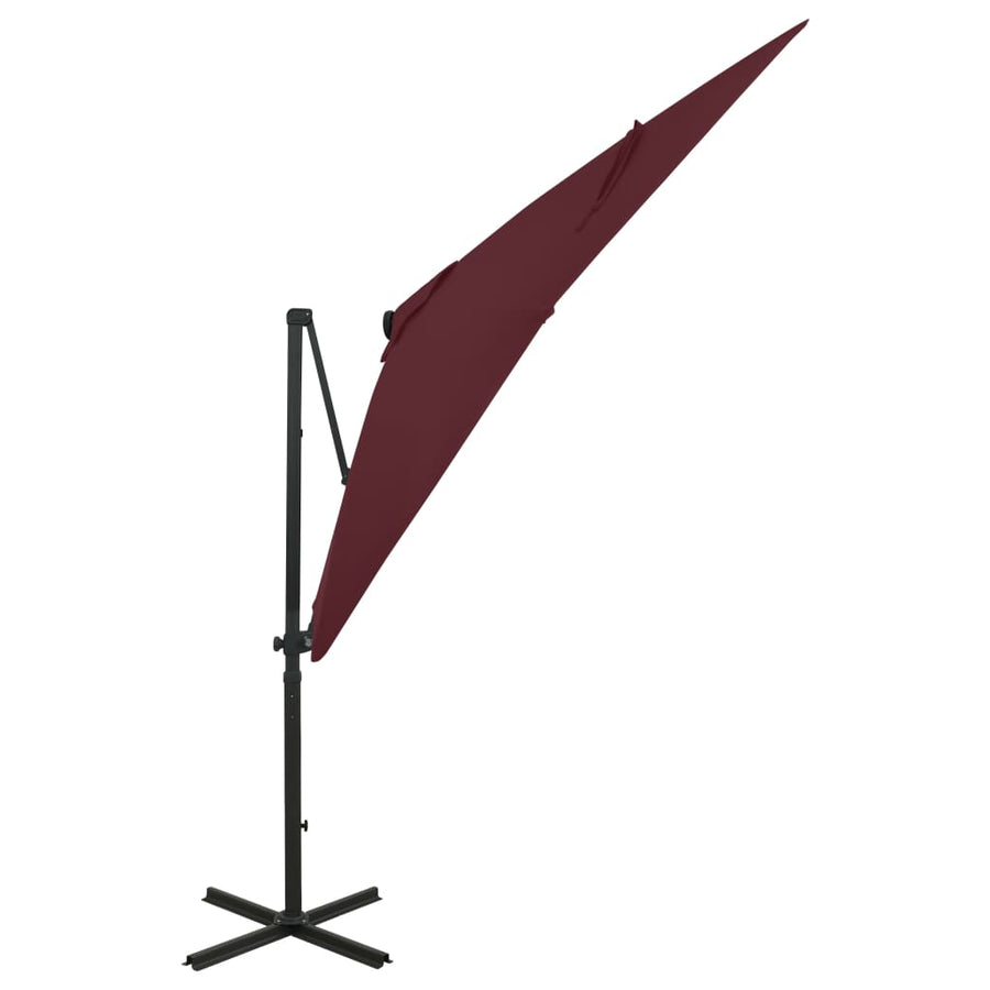 Zweefparasol Met Paal En Led-Verlichting 250 cm Bordeauxrood