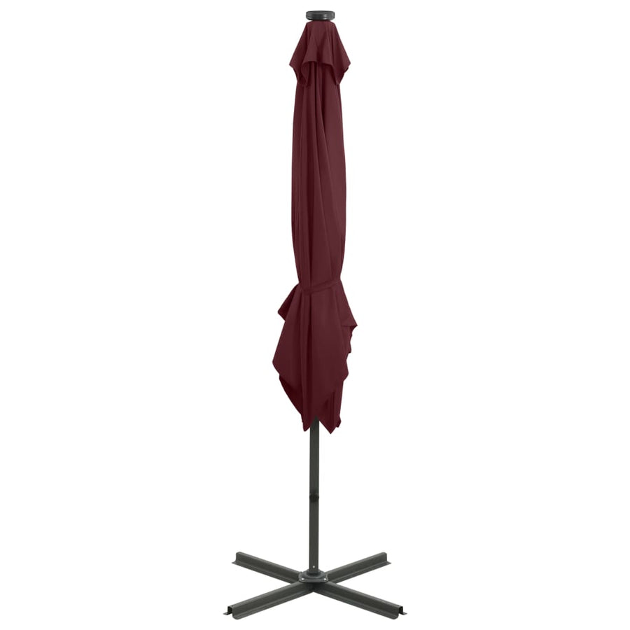 Zweefparasol Met Paal En Led-Verlichting 250 cm Bordeauxrood