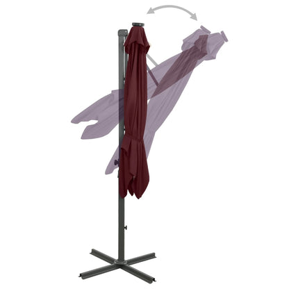 Zweefparasol Met Paal En Led-Verlichting 250 cm Bordeauxrood