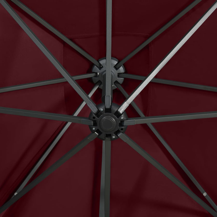 Zweefparasol Met Paal En Led-Verlichting 250 cm Bordeauxrood