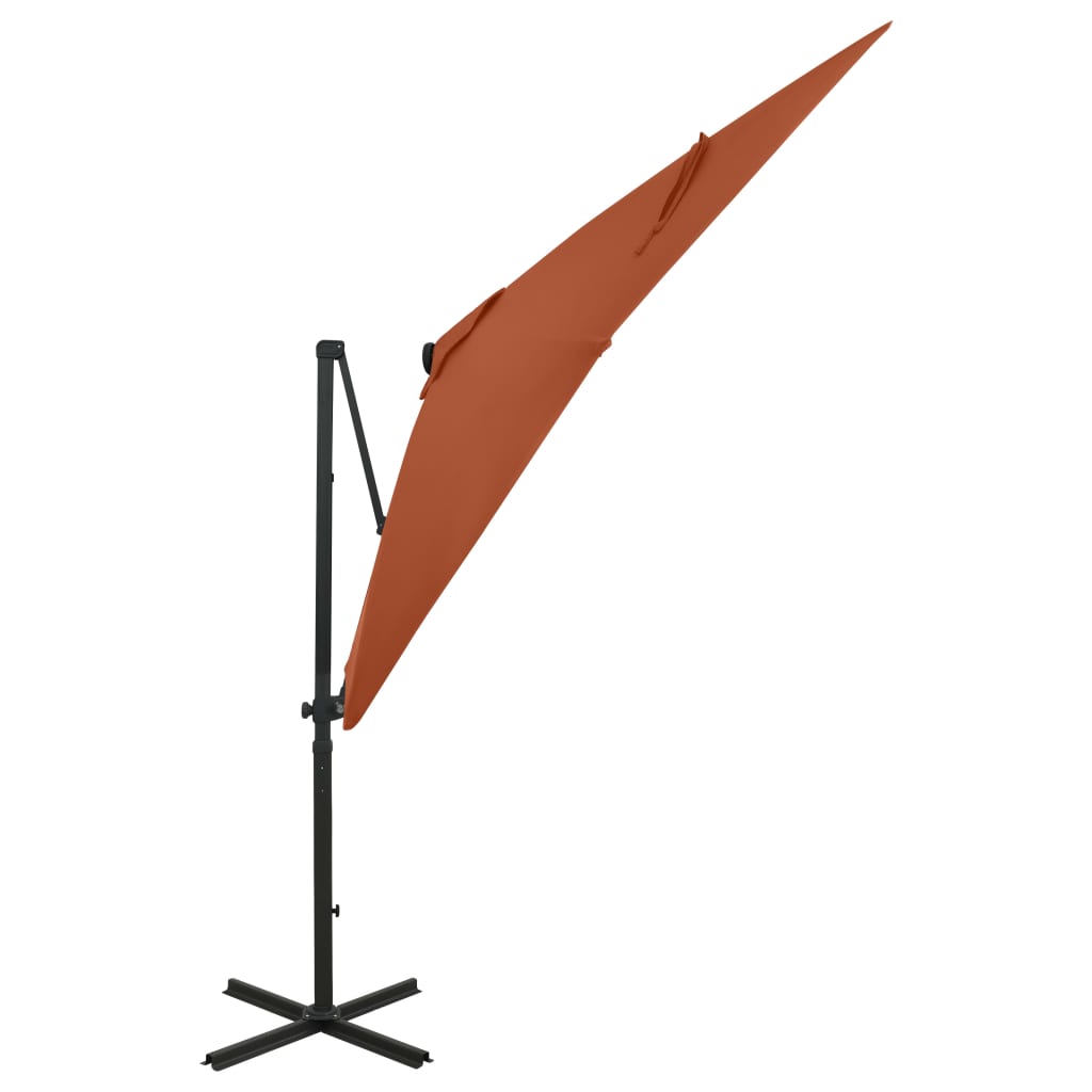 Zweefparasol Met Paal En Led-Verlichting Kleur 250 cm Terracotta