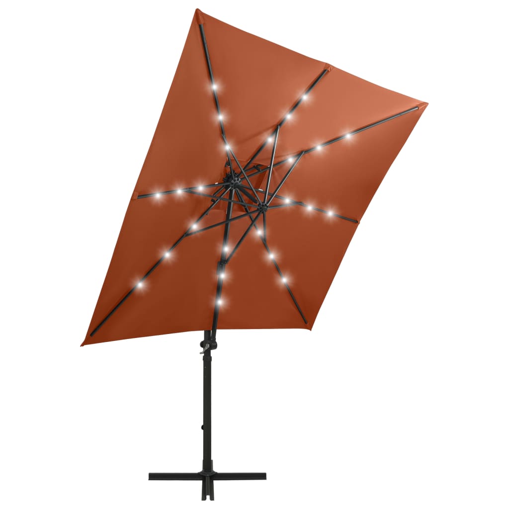Zweefparasol Met Paal En Led-Verlichting Kleur 250 cm Terracotta