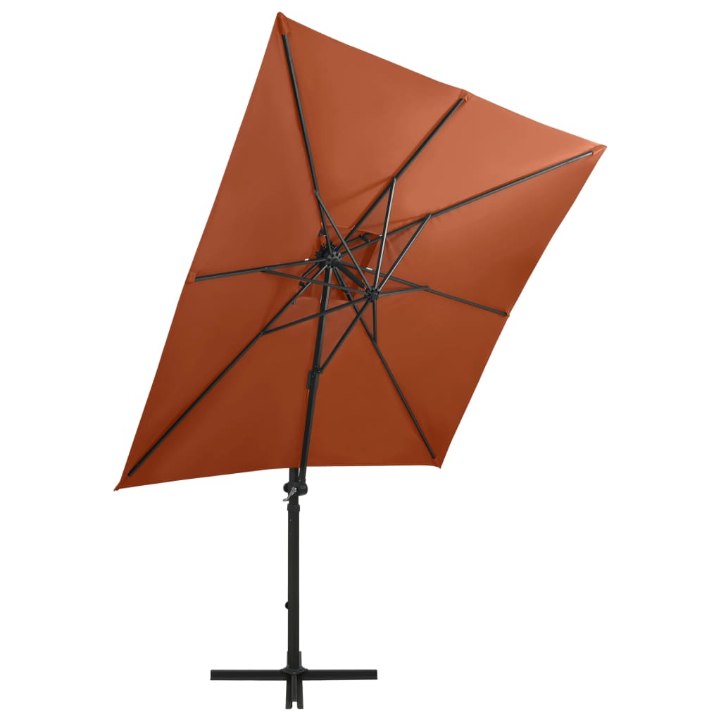 Zweefparasol Met Paal En Led-Verlichting Kleur 250 cm Terracotta