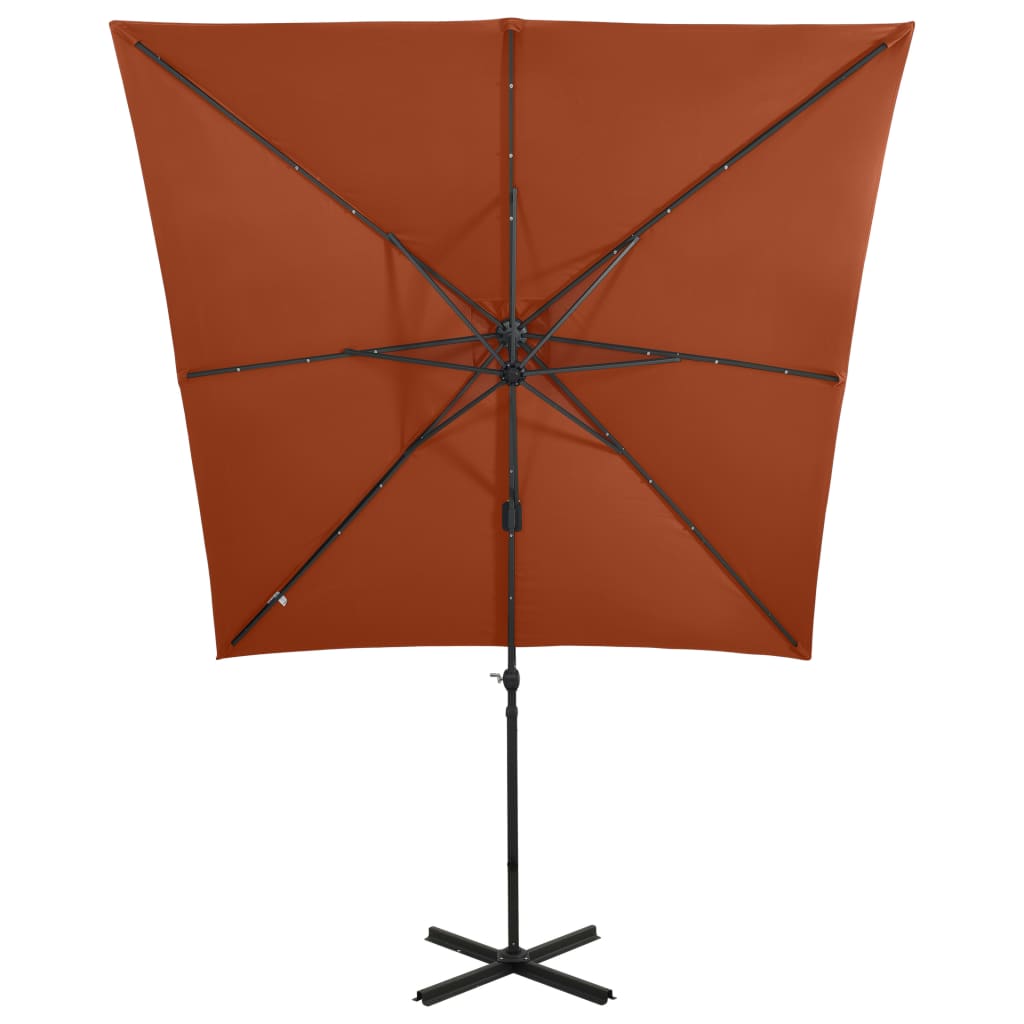 Zweefparasol Met Paal En Led-Verlichting Kleur 250 cm Terracotta