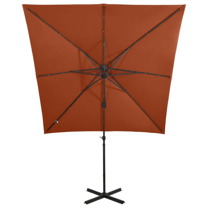 Zweefparasol Met Paal En Led-Verlichting Kleur 250 cm Terracotta