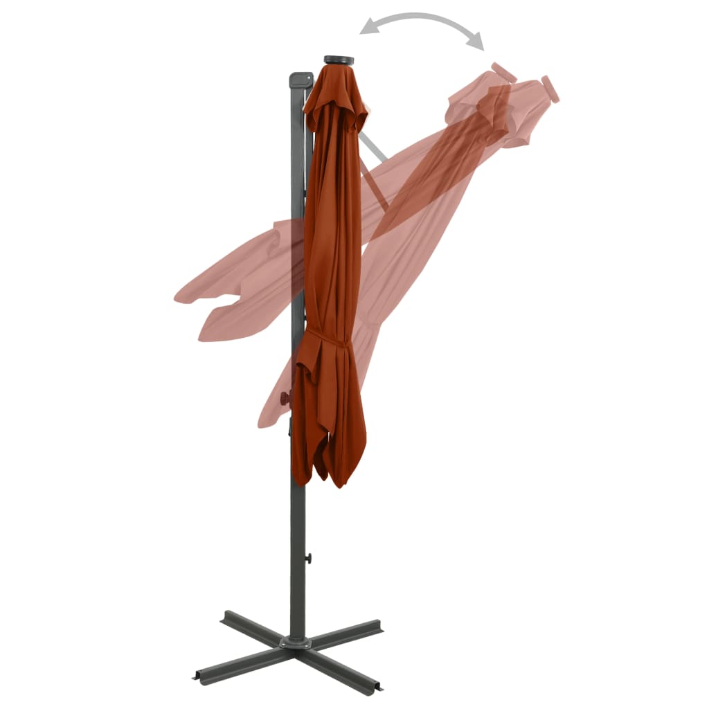 Zweefparasol Met Paal En Led-Verlichting Kleur 250 cm Terracotta