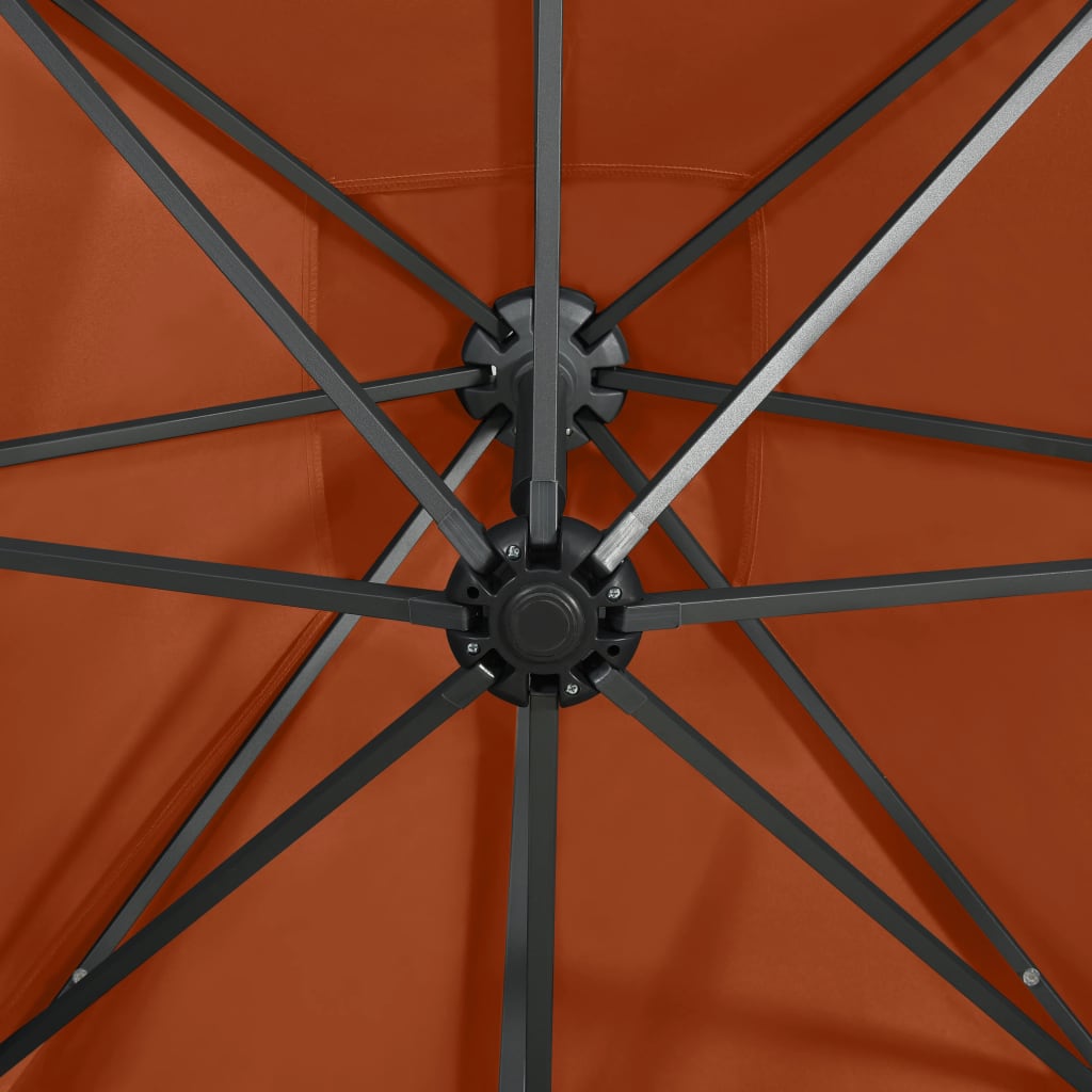 Zweefparasol Met Paal En Led-Verlichting Kleur 250 cm Terracotta