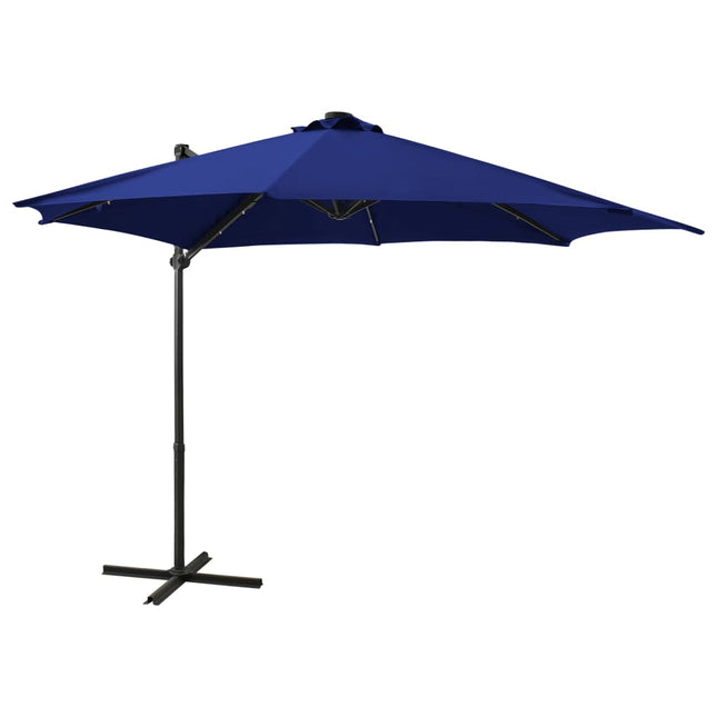 Zweefparasol Met Paal En Led-Verlichting Azuurblauw 300 cm azure blue