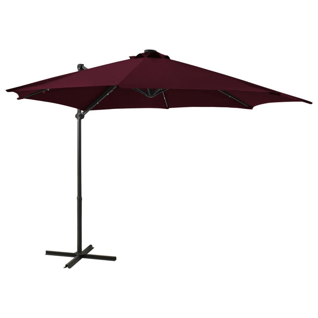 Zweefparasol Met Paal En Led-Verlichting 300 cm Bordeauxrood