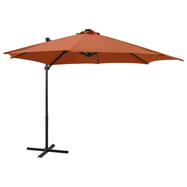 Zweefparasol Met Paal En Led-Verlichting Kleur 300 cm Terracotta