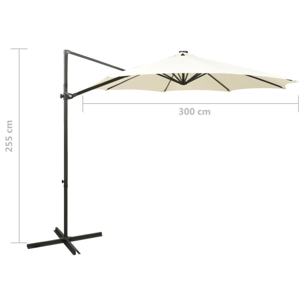 Zweefparasol Met Paal En Led-Verlichting 300 Cm Kleurig Zand