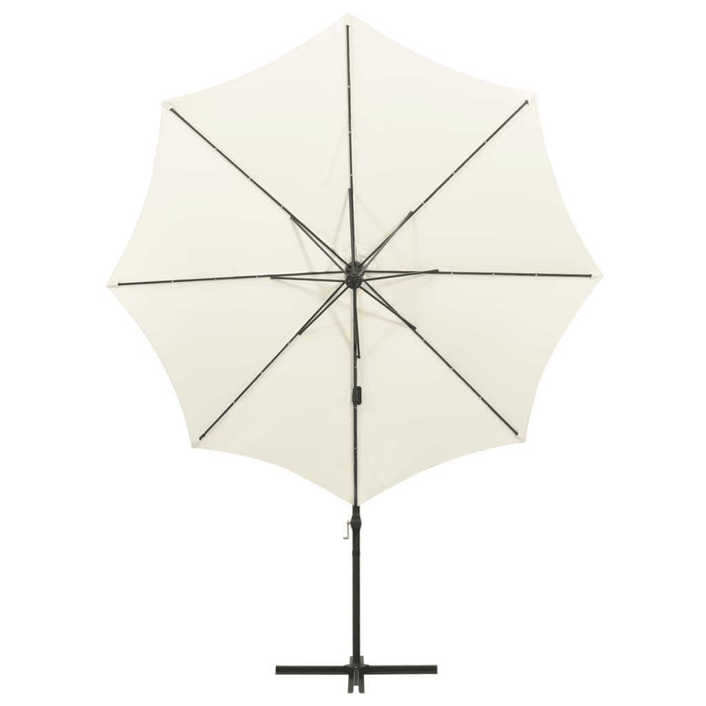 Zweefparasol Met Paal En Led-Verlichting 300 Cm Kleurig Zand