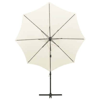 Zweefparasol Met Paal En Led-Verlichting 300 Cm Kleurig Zand