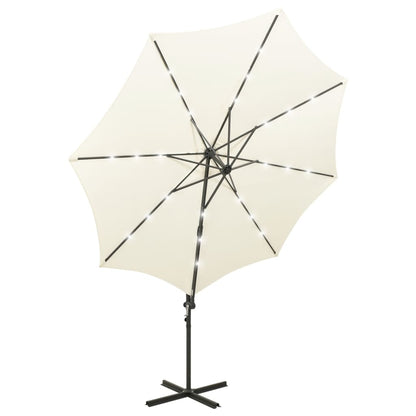 Zweefparasol Met Paal En Led-Verlichting 300 Cm Kleurig Zand