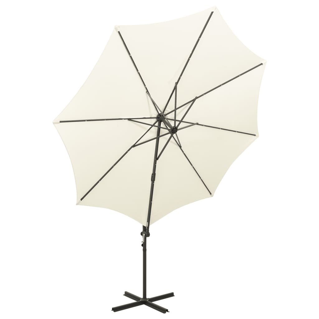 Zweefparasol Met Paal En Led-Verlichting 300 Cm Kleurig Zand