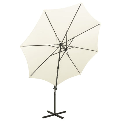 Zweefparasol Met Paal En Led-Verlichting 300 Cm Kleurig Zand