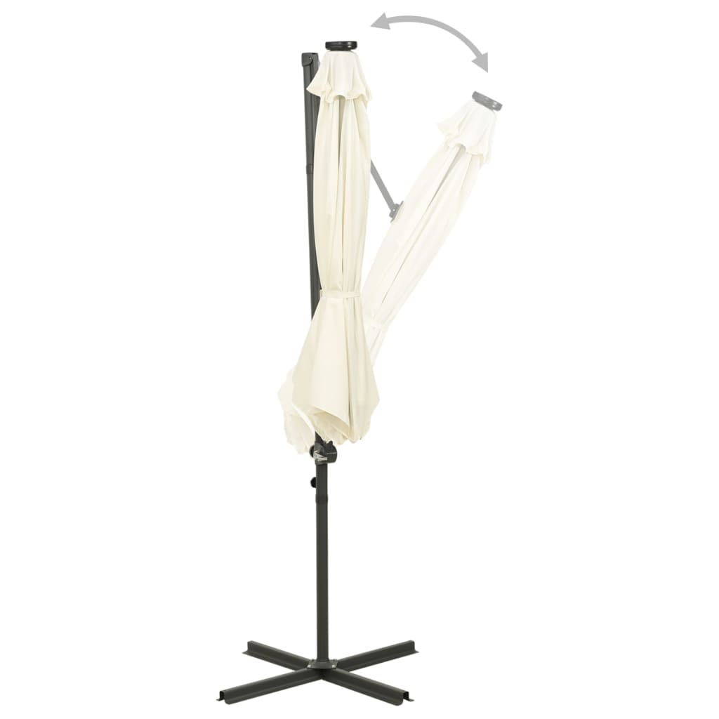 Zweefparasol Met Paal En Led-Verlichting 300 Cm Kleurig Zand