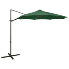 Zweefparasol Met Paal En Led-Verlichting 300 Cm Groen