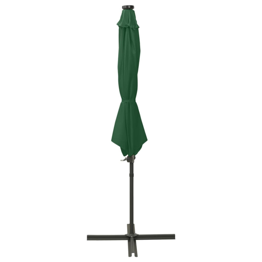 Zweefparasol Met Paal En Led-Verlichting 300 Cm Groen
