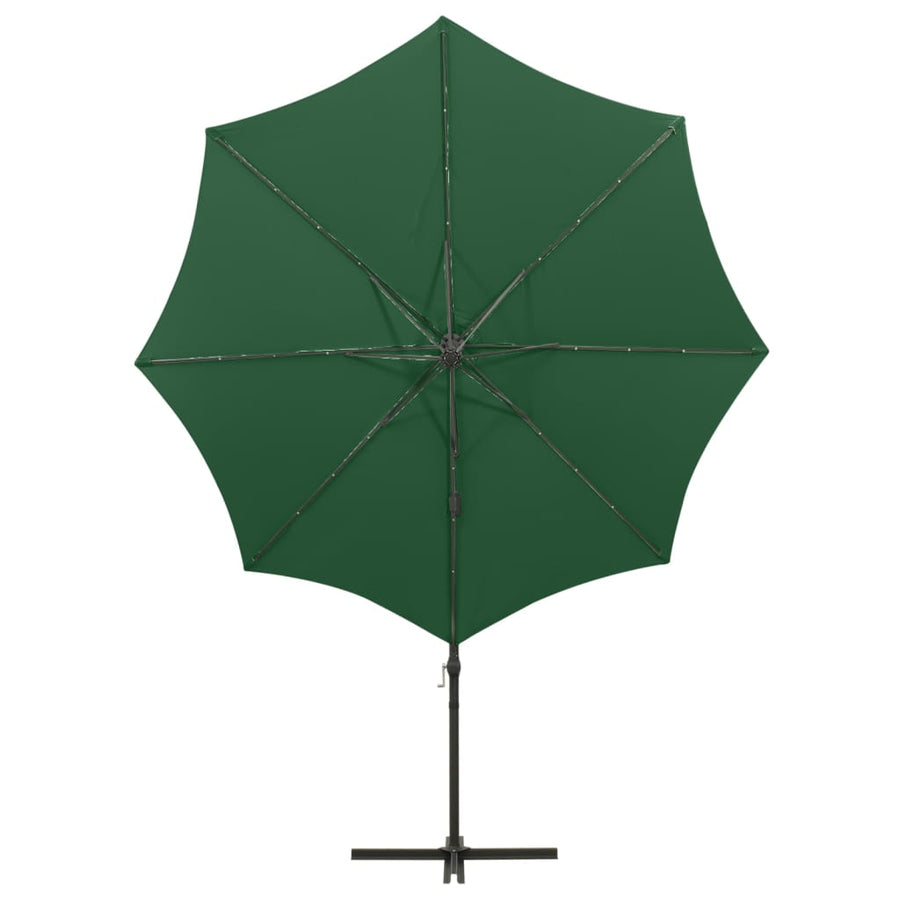 Zweefparasol Met Paal En Led-Verlichting 300 Cm Groen