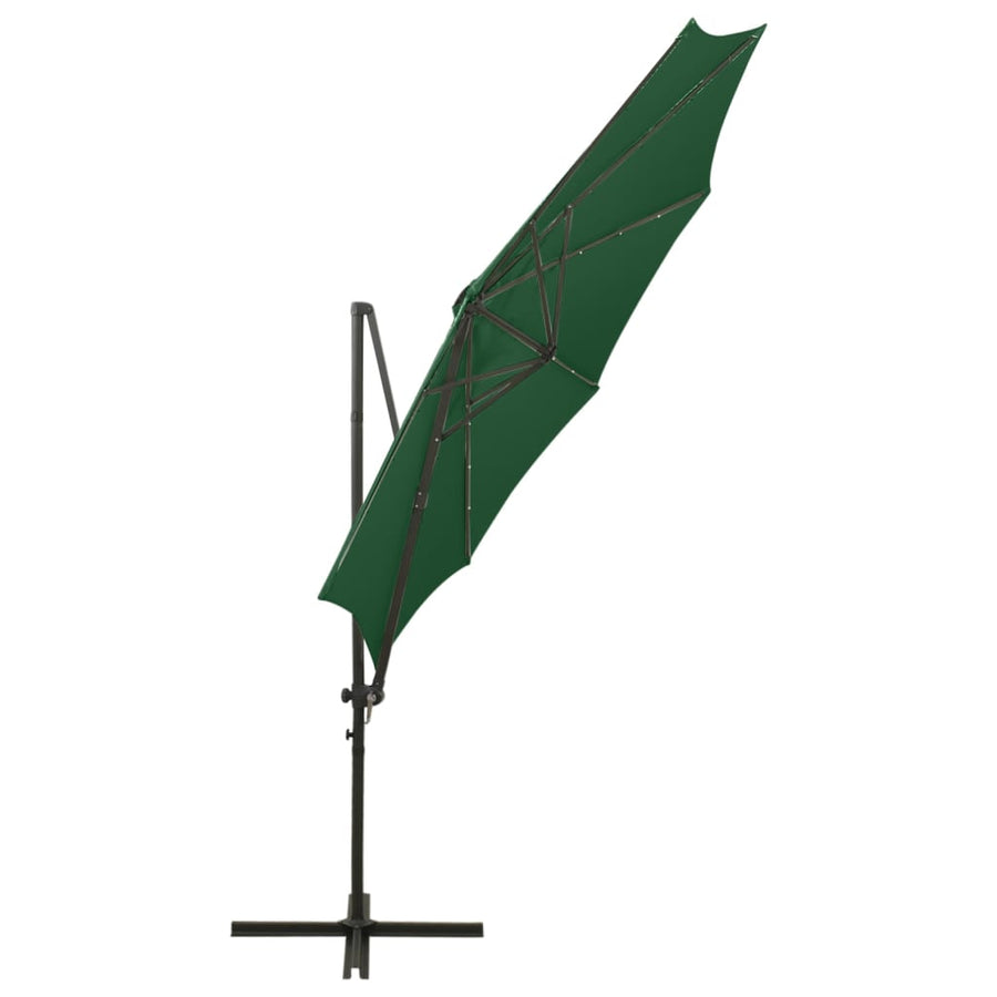 Zweefparasol Met Paal En Led-Verlichting 300 Cm Groen