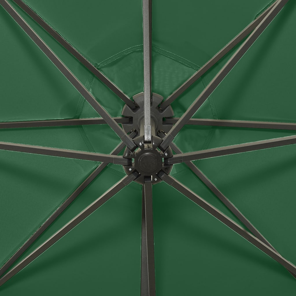 Zweefparasol Met Paal En Led-Verlichting 300 Cm Groen