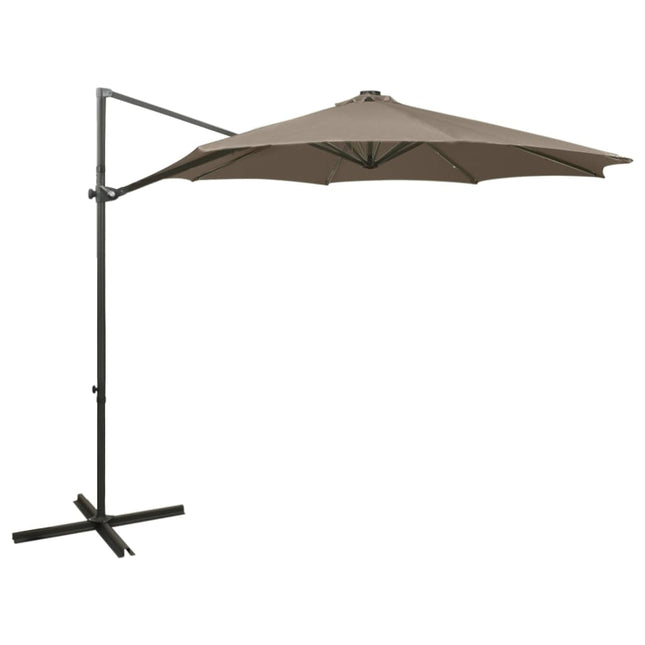 Zweefparasol Met Paal En Led-Verlichting 300 Cm Taupe