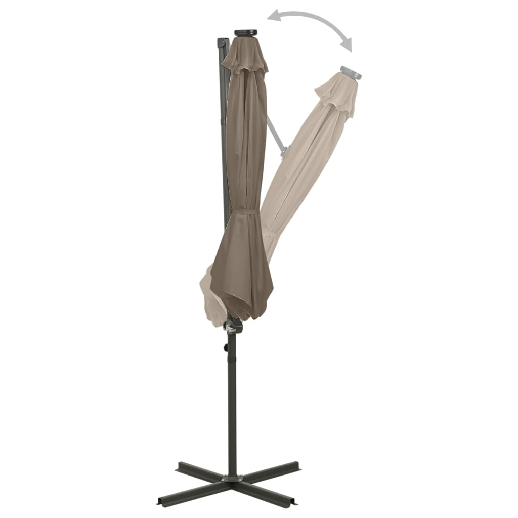 Zweefparasol Met Paal En Led-Verlichting 300 Cm Taupe