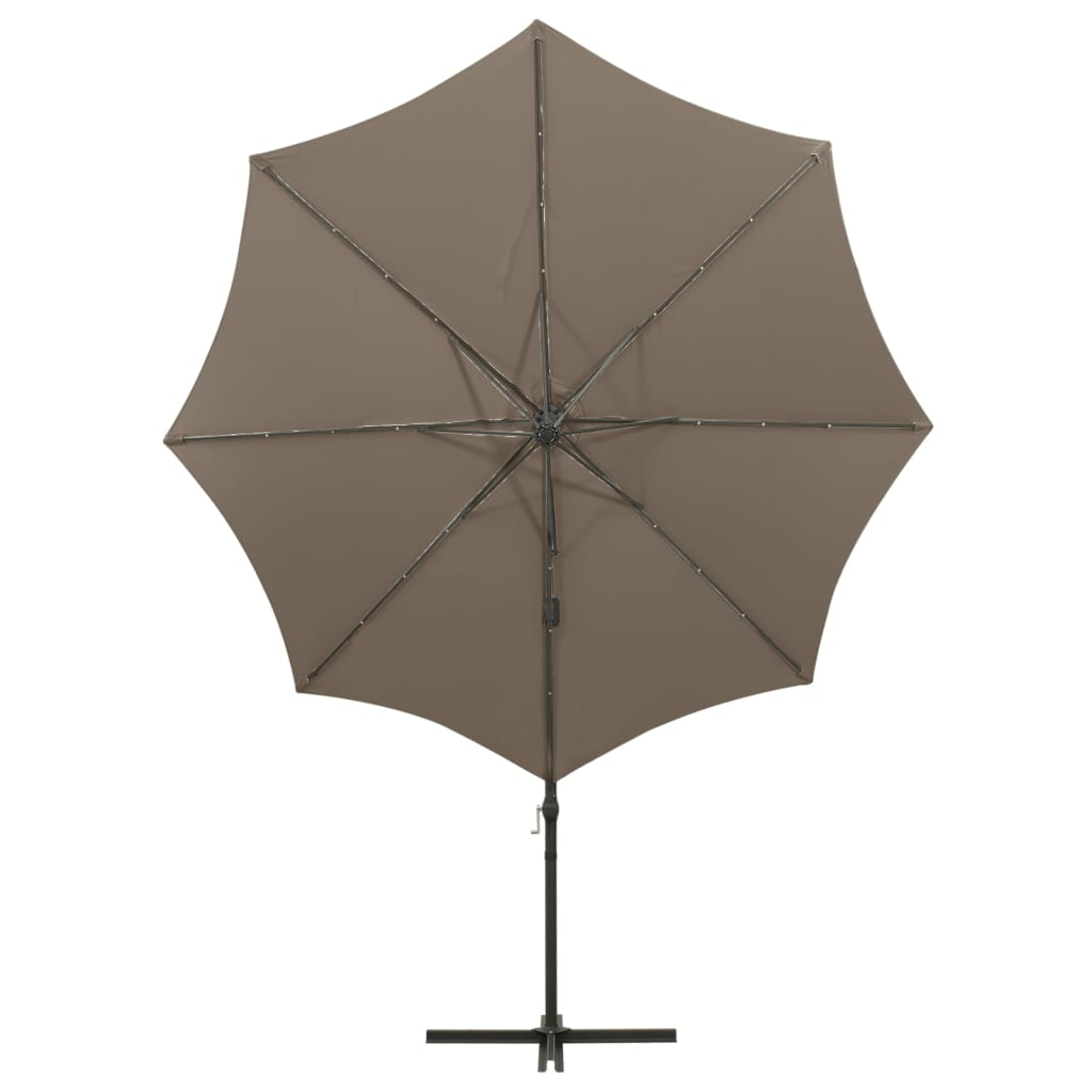 Zweefparasol Met Paal En Led-Verlichting 300 Cm Taupe