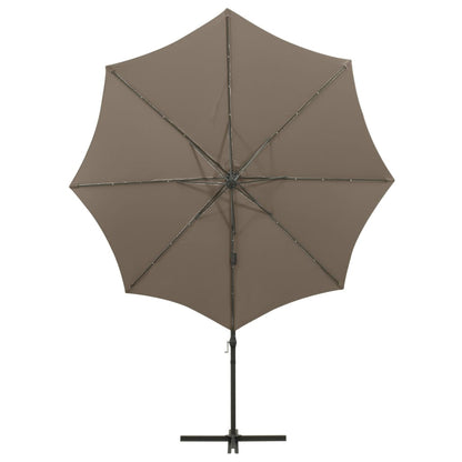 Zweefparasol Met Paal En Led-Verlichting 300 Cm Taupe