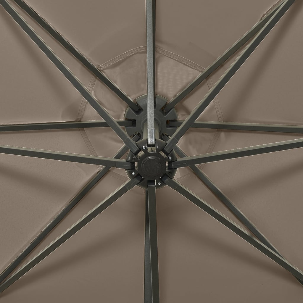 Zweefparasol Met Paal En Led-Verlichting 300 Cm Taupe