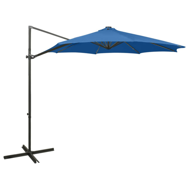 Zweefparasol Met Paal En Led-Verlichting 300 Cm Azuurblauw azure blue