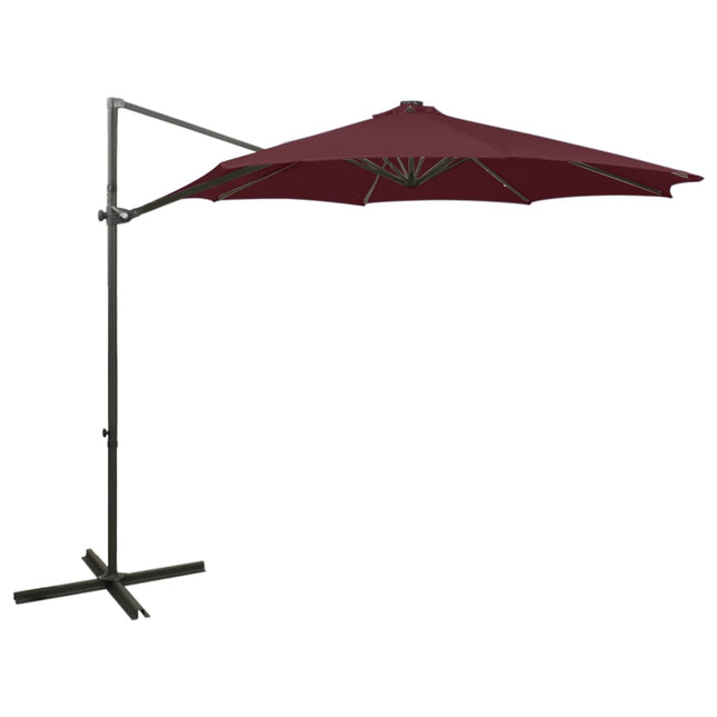 Zweefparasol Met Paal En Led-Verlichting 300 Cm Bordeauxrood