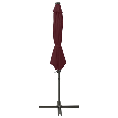 Zweefparasol Met Paal En Led-Verlichting 300 Cm Bordeauxrood