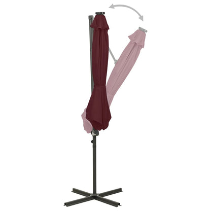 Zweefparasol Met Paal En Led-Verlichting 300 Cm Bordeauxrood