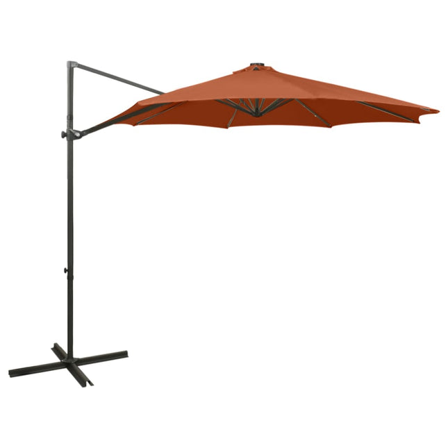 Zweefparasol Met Paal En Led-Verlichting 300 Cm Kleur Terracotta