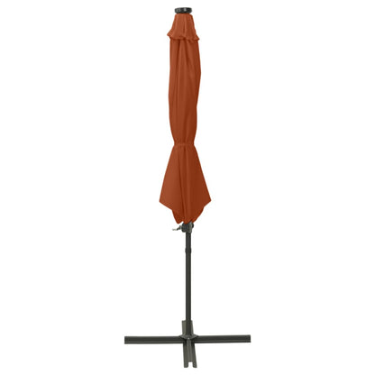 Zweefparasol Met Paal En Led-Verlichting 300 Cm Kleur Terracotta
