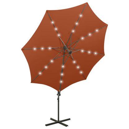 Zweefparasol Met Paal En Led-Verlichting 300 Cm Kleur Terracotta