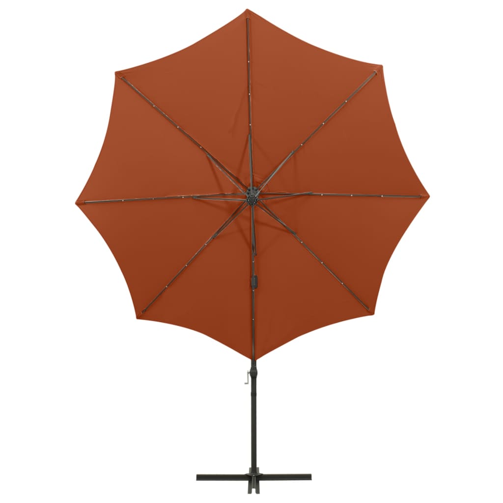 Zweefparasol Met Paal En Led-Verlichting 300 Cm Kleur Terracotta