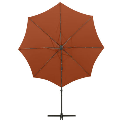 Zweefparasol Met Paal En Led-Verlichting 300 Cm Kleur Terracotta