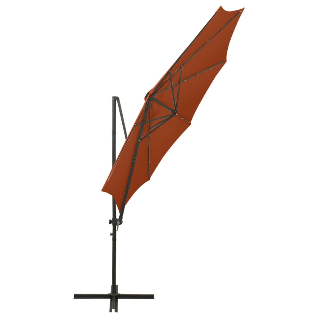 Zweefparasol Met Paal En Led-Verlichting 300 Cm Kleur Terracotta